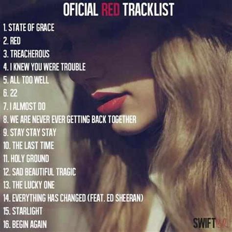 all taylor swift songs in red album